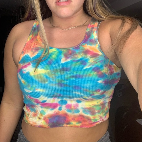 MULTI COLORED TIE DYE CROP TOP - Picture 4 of 7